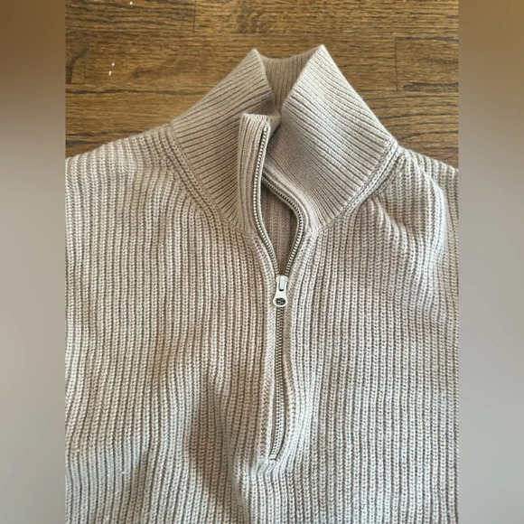 & Other Stories Half Zip knit Sweater in Beige Brown size  Large Womens D0656 - Picture 4 of 12